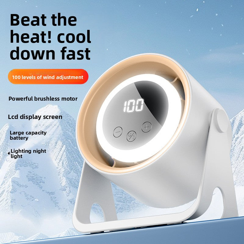 USB Rechargeable Portable Desk Fan with Night Light