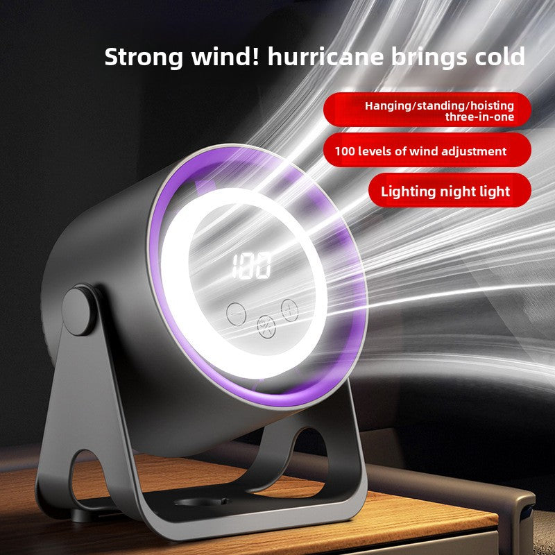 USB Rechargeable Portable Desk Fan with Night Light